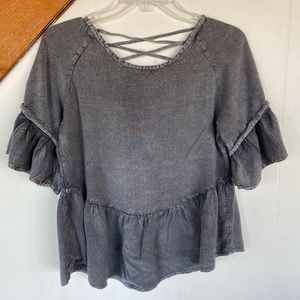 Style Envy - Gray Bell Sleeve Tshirt - Flowing Fit